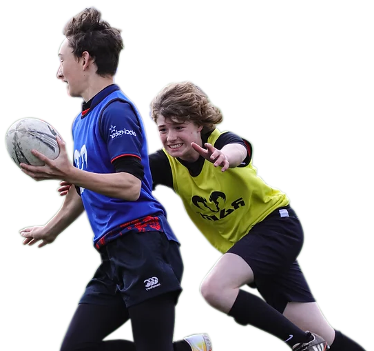 Boys tackling during a Switch Rugby performance camp